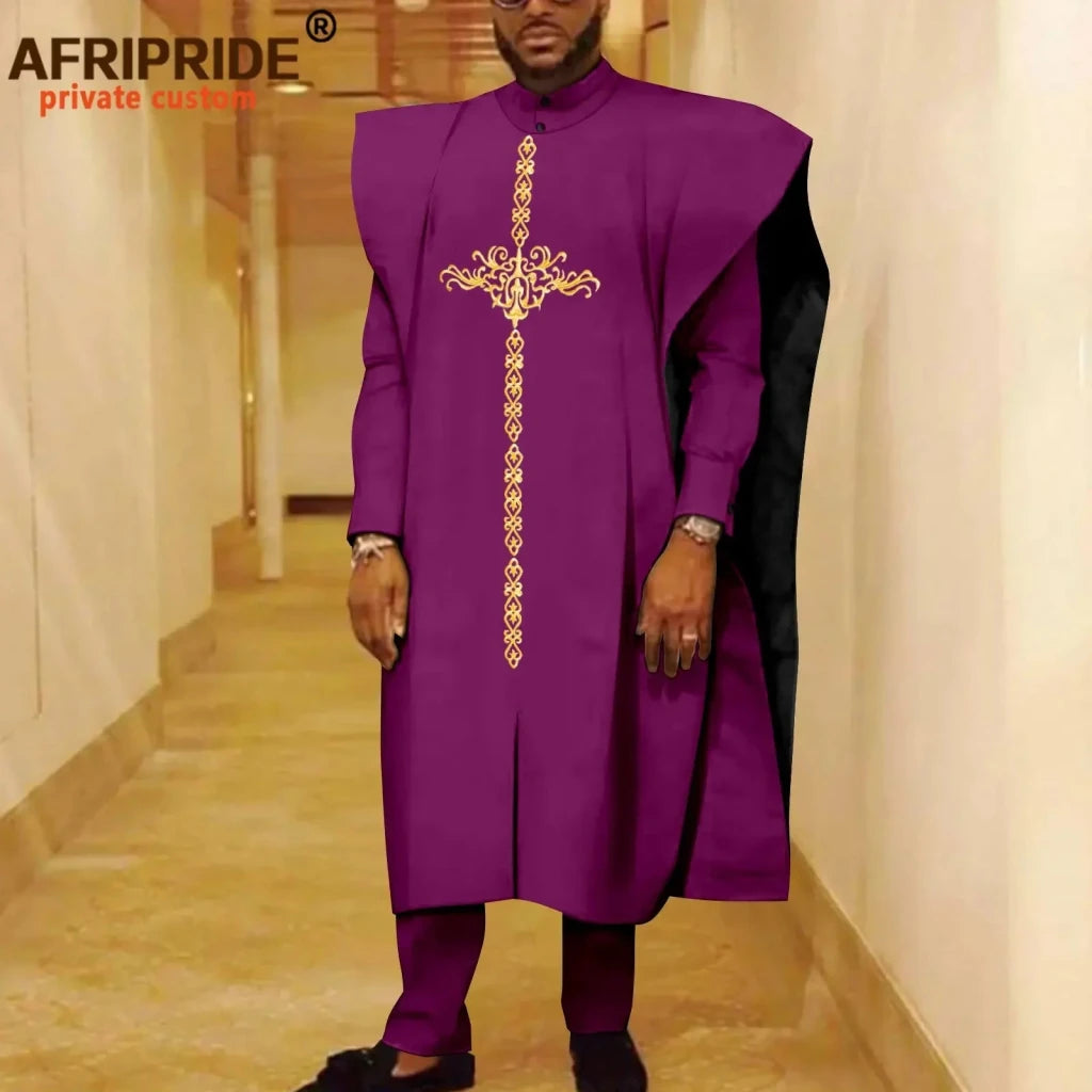 African Clothes for Men Robe Shirts and Pants Set Outfits Attire for Wedding - Free Delivery Worldwide only at Flexi Africa