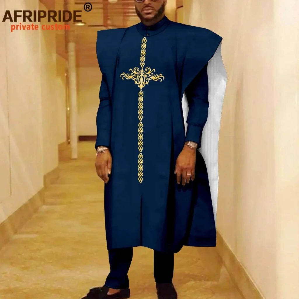 African Clothes for Men Robe Shirts and Pants Set Outfits Attire for Wedding - Free Delivery Worldwide only at Flexi Africa