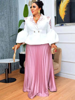 African Clothes For Women 2 Piece Matching Long Sleeve Tops And Pleated Skirt Suit Party Evening Dress Wedding Guest Attire Robe - Free Delivery Worldwide only at Flexi Africa