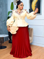 African Clothes For Women 2 Piece Matching Long Sleeve Tops And Pleated Skirt Suit Party Evening Dress Wedding Guest Attire Robe - Free Delivery Worldwide only at Flexi Africa