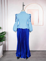 African Clothes For Women 2 Piece Matching Long Sleeve Tops And Pleated Skirt Suit Party Evening Dress Wedding Guest Attire Robe - Free Delivery Worldwide only at Flexi Africa