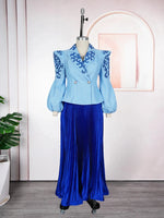 African Clothes For Women 2 Piece Matching Long Sleeve Tops And Pleated Skirt Suit Party Evening Dress Wedding Guest Attire Robe - Free Delivery Worldwide only at Flexi Africa