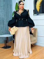 African Clothes For Women 2 Piece Matching Long Sleeve Tops And Pleated Skirt Suit Party Evening Dress Wedding Guest Attire Robe - Free Delivery Worldwide only at Flexi Africa