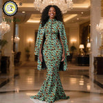 African Clothes for Women 2PC Set – Single Breasted Jacket and Zipper Maxi Dress Ankara Print Outfit - Free Delivery Worldwide only at Flexi Africa