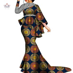 Buy African Bazin Riche Floral Printed 2PC Set – Irregular Bat Sleeve Top & Long Skirt Elegant Party Outfit for Women
