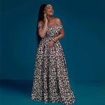 African Clothes for Women Sexy A-line Dress Off Shoulder Sleeveless Prom Gown Floor Length Slim Outfits Party Evening Y2225050 - Free Delivery Worldwide only at Flexi Africa
