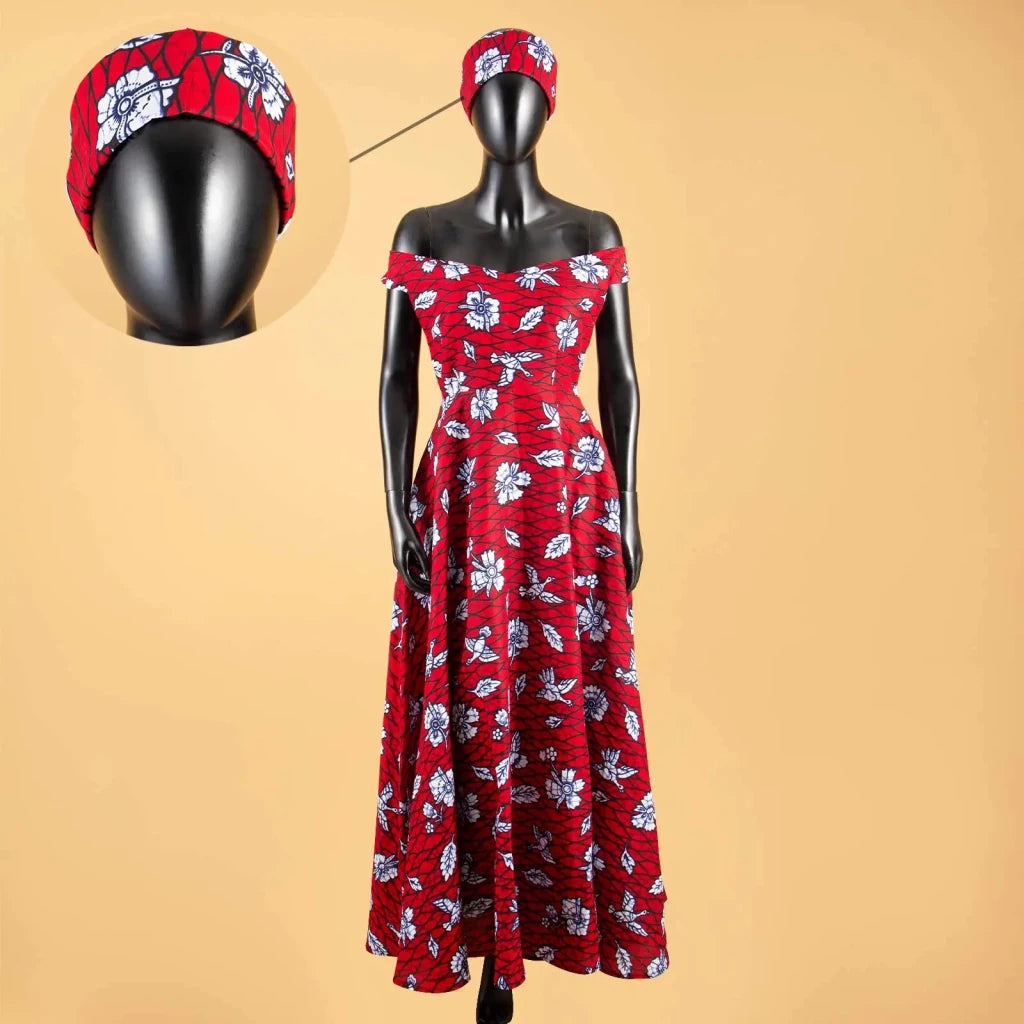 African Clothes for Women Sexy A-line Dress Off Shoulder Sleeveless Prom Gown Floor Length Slim Outfits Party Evening Y2225050 - Free Delivery Worldwide only at Flexi Africa