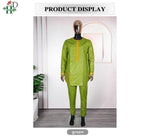 Traditional Agbada Sets 2PCS Green Bazin Riche Shirt Pant Suits Plus Size - Free Delivery Worldwide only at Flexi Africa