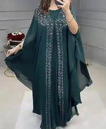 African Clothing for Women – Dashiki Chiffon Long Dress & Robe 2PC Set - Free Delivery Worldwide only at Flexi Africa