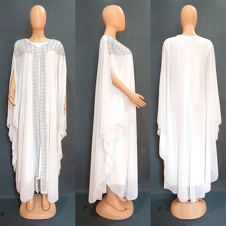 African Clothing for Women – Dashiki Chiffon Long Dress & Robe 2PC Set - Free Delivery Worldwide only at Flexi Africa