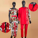 African Couple Matching Dashiki Set – Men’s Shirt & Pants + Women’s Split Dress - Free Delivery Worldwide only at Flexi Africa