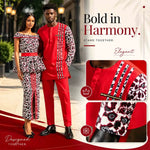 African Couple Matching Dashiki Set – Men’s Shirt & Pants + Women’s Split Dress - Free Delivery Worldwide only at Flexi Africa