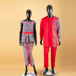 African Couple Matching Dashiki Set – Men’s Shirt & Pants + Women’s Split Dress - Free Delivery Worldwide only at Flexi Africa