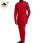 African Couple Matching Dashiki Set – Men’s Shirt & Pants + Women’s Split Dress - Free Delivery Worldwide only at Flexi Africa