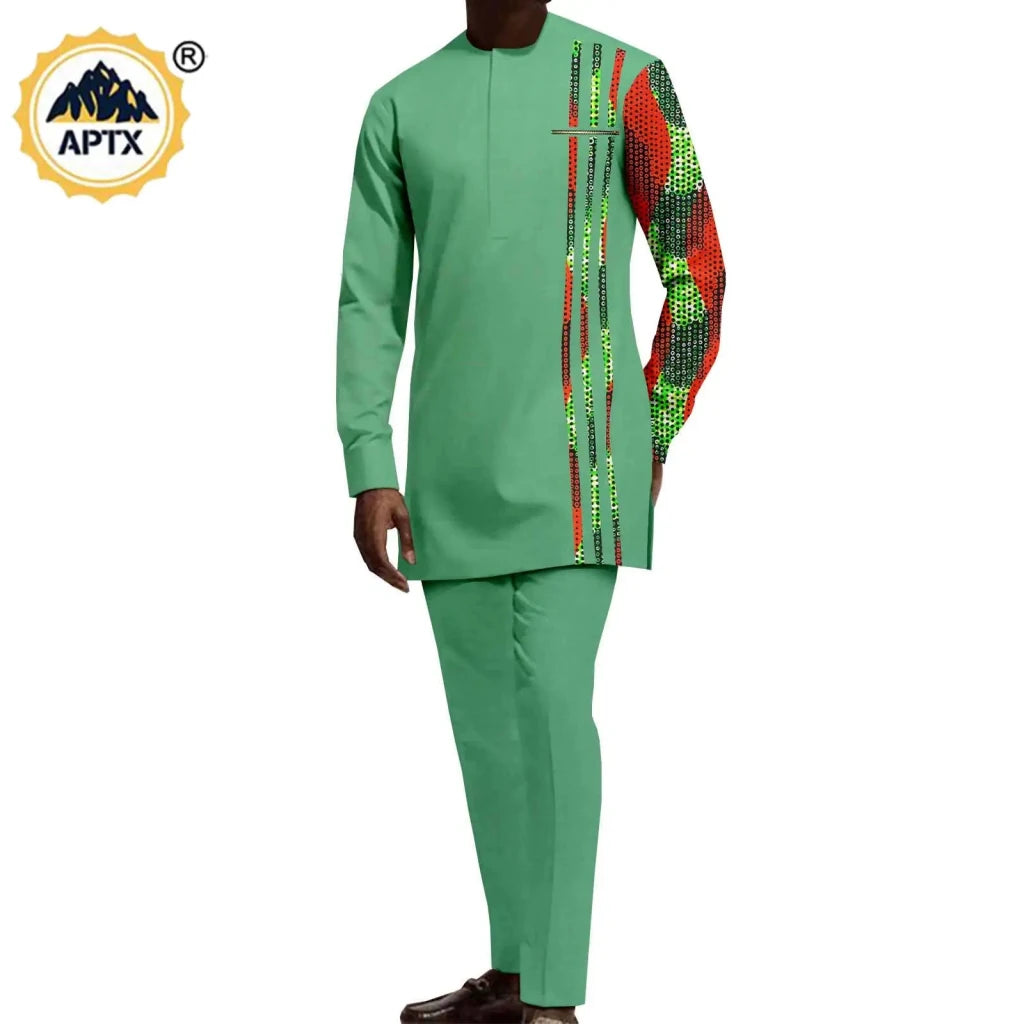 African Couple Matching Dashiki Set – Men’s Shirt & Pants + Women’s Split Dress - Free Delivery Worldwide only at Flexi Africa
