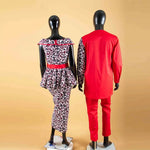 African Couple Matching Dashiki Set – Men’s Shirt & Pants + Women’s Split Dress - Free Delivery Worldwide only at Flexi Africa