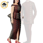 African Couple Matching Dashiki Set – Men’s Shirt & Pants + Women’s Split Dress - Free Delivery Worldwide only at Flexi Africa