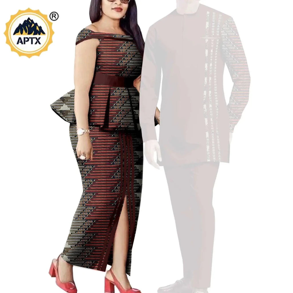 African Couple Matching Dashiki Set – Men’s Shirt & Pants + Women’s Split Dress - Free Delivery Worldwide only at Flexi Africa