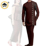 African Couple Matching Dashiki Set – Men’s Shirt & Pants + Women’s Split Dress - Free Delivery Worldwide only at Flexi Africa