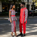 African Couple Matching Dashiki Set – Men’s Shirt & Pants + Women’s Split Dress - Free Delivery Worldwide only at Flexi Africa