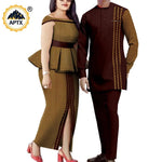 African Couple Matching Dashiki Set – Men’s Shirt & Pants + Women’s Split Dress - Free Delivery Worldwide only at Flexi Africa