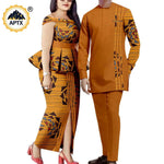 African Couple Matching Dashiki Set – Men’s Shirt & Pants + Women’s Split Dress - Free Delivery Worldwide only at Flexi Africa
