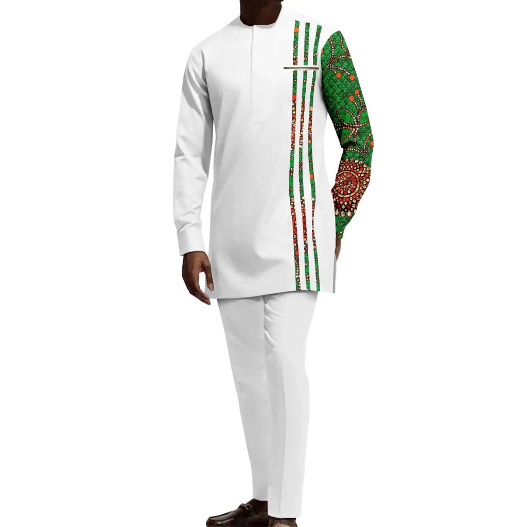 African Couple Matching Dashiki Set – Men’s Shirt & Pants + Women’s Split Dress - Free Delivery Worldwide only at Flexi Africa