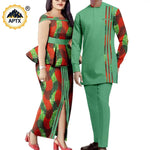 African Couple Matching Dashiki Set – Men’s Shirt & Pants + Women’s Split Dress - Free Delivery Worldwide only at Flexi Africa