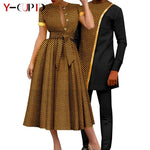 African Couple Matching Dashiki Set – Women’s Dress & Men’s Top & Pants - Free Delivery Worldwide only at Flexi Africa