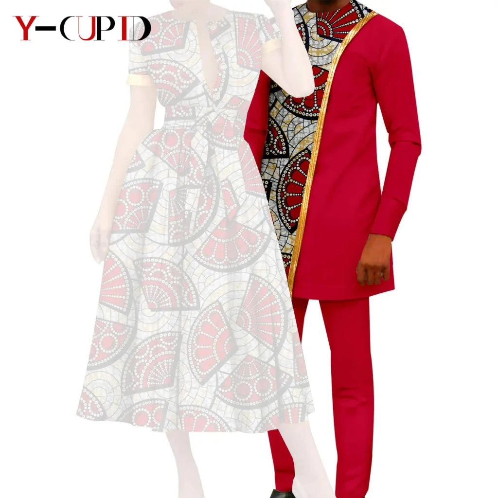 African Couple Matching Dashiki Set – Women’s Dress & Men’s Top & Pants - Free Delivery Worldwide only at Flexi Africa
