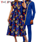 African Couple Matching Dashiki Set – Women’s Dress & Men’s Top & Pants - Free Delivery Worldwide only at Flexi Africa
