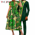 African Couple Matching Dashiki Set – Women’s Dress & Men’s Top & Pants - Free Delivery Worldwide only at Flexi Africa