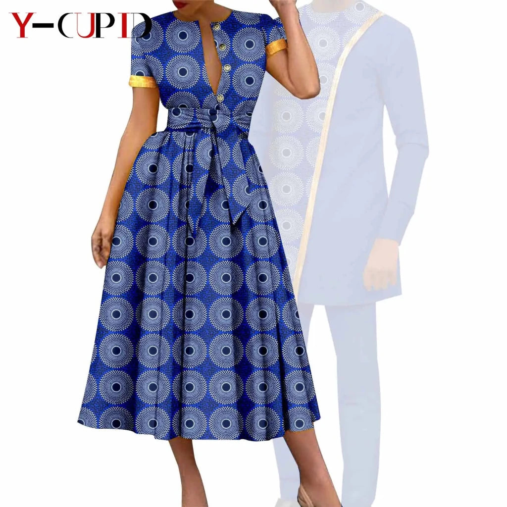 African Couple Matching Dashiki Set – Women’s Dress & Men’s Top & Pants - Free Delivery Worldwide only at Flexi Africa