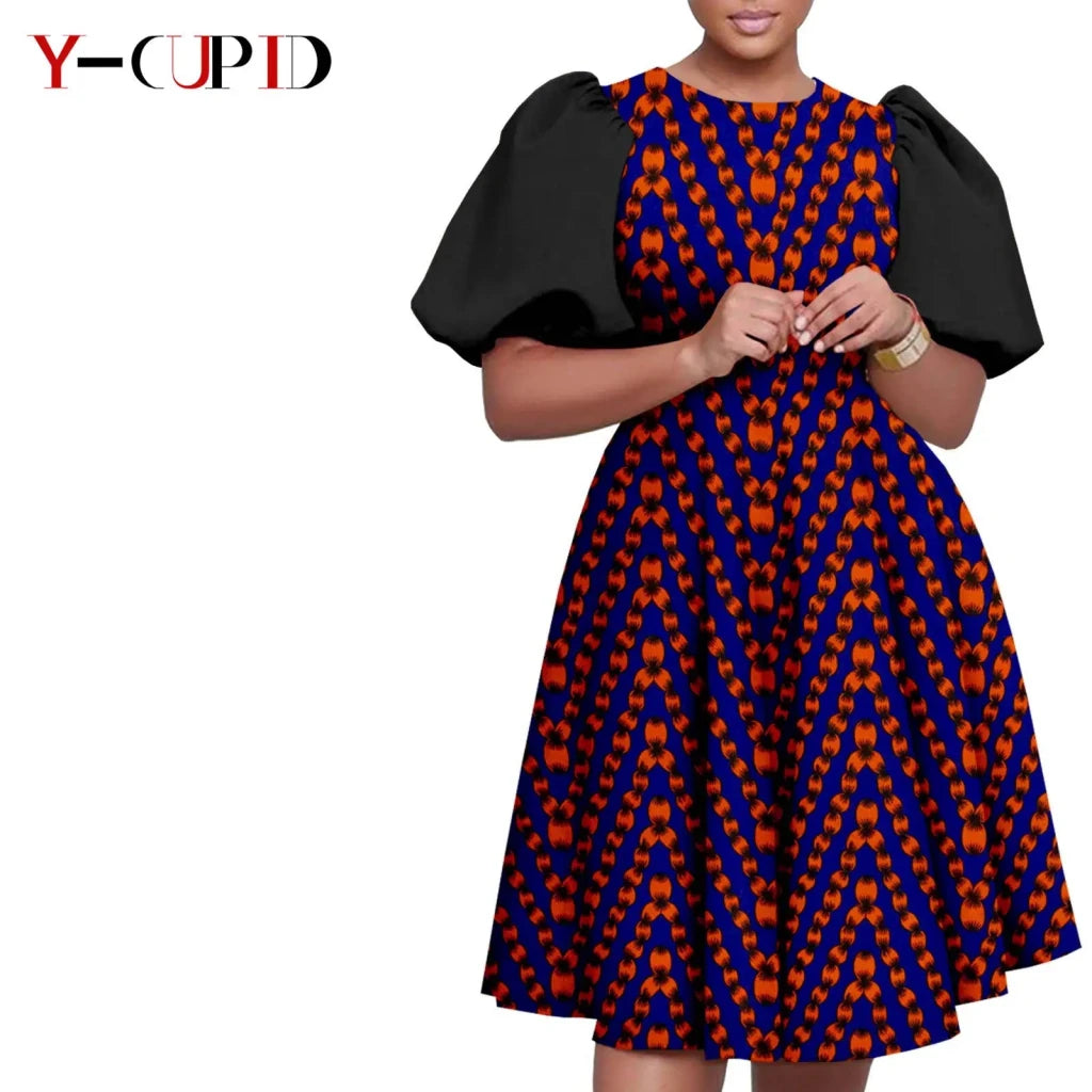African Couple Matching Outfit Set – Dashiki Print Women’s Dress & Men’s Bazin Riche 2PC Suit Set - Free Delivery Worldwide