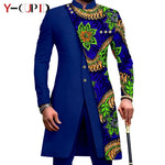 African Couple Matching Outfit Set – Dashiki Print Women’s Dress & Men’s Bazin Riche 2PC Suit Set - Free Delivery Worldwide