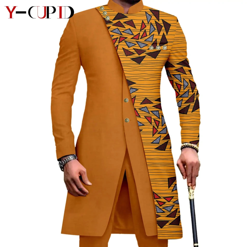 African Couple Matching Outfit Set – Dashiki Print Women’s Dress & Men’s Bazin Riche 2PC Suit Set - Free Delivery Worldwide