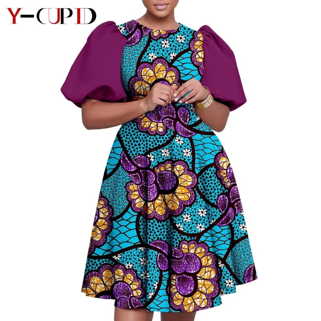 African Couple Matching Outfit Set – Dashiki Print Women’s Dress & Men’s Bazin Riche 2PC Suit Set - Free Delivery Worldwide