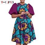 African Couple Matching Outfit Set – Dashiki Print Women’s Dress & Men’s Bazin Riche 2PC Suit Set - Free Delivery Worldwide