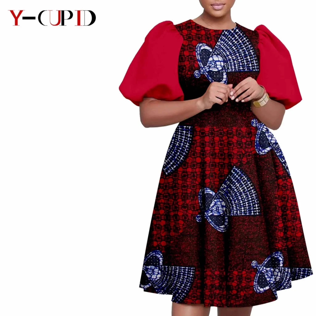African Couple Matching Outfit Set – Dashiki Print Women’s Dress & Men’s Bazin Riche 2PC Suit Set - Free Delivery Worldwide