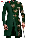 African Couple Matching Outfit Set – Dashiki Print Women’s Dress & Men’s Bazin Riche 2PC Suit Set - Free Delivery Worldwide