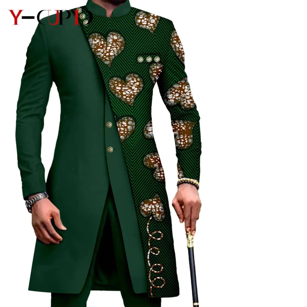 African Couple Matching Outfit Set – Dashiki Print Women’s Dress & Men’s Bazin Riche 2PC Suit Set - Free Delivery Worldwide