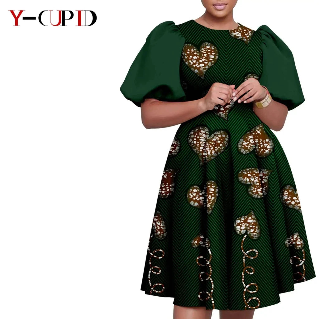 African Couple Matching Outfit Set – Dashiki Print Women’s Dress & Men’s Bazin Riche 2PC Suit Set - Free Delivery Worldwide
