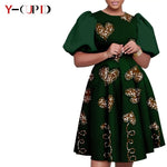 African Couple Matching Outfit Set – Dashiki Print Women’s Dress & Men’s Bazin Riche 2PC Suit Set - Free Delivery Worldwide