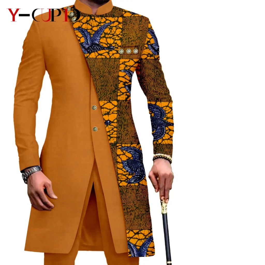 African Couple Matching Outfit Set – Dashiki Print Women’s Dress & Men’s Bazin Riche 2PC Suit Set - Free Delivery Worldwide
