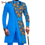 African Couple Matching Outfit Set – Dashiki Print Women’s Dress & Men’s Bazin Riche 2PC Suit Set - Free Delivery Worldwide