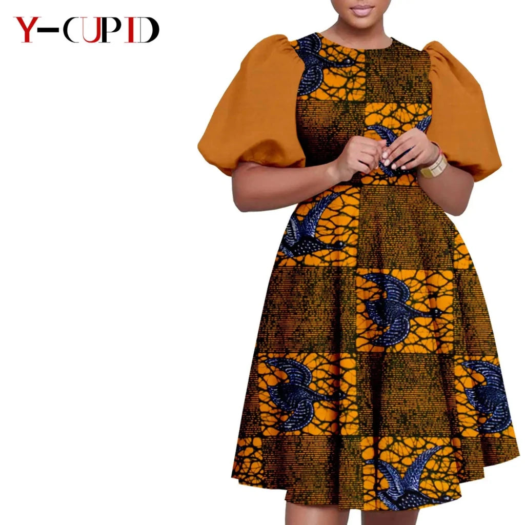 African Couple Matching Outfit Set – Dashiki Print Women’s Dress & Men’s Bazin Riche 2PC Suit Set - Free Delivery Worldwide