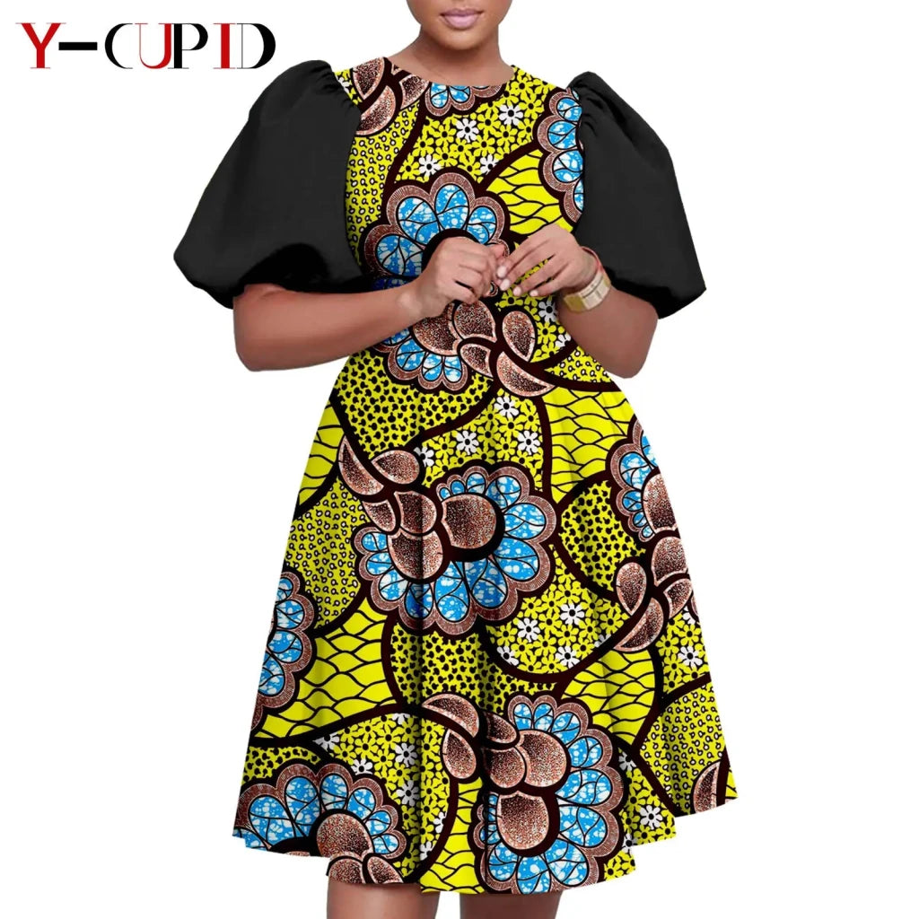 African Couple Matching Outfit Set – Dashiki Print Women’s Dress & Men’s Bazin Riche 2PC Suit Set - Free Delivery Worldwide
