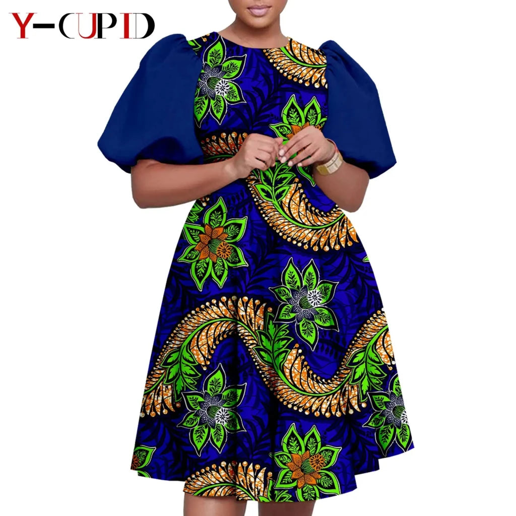 African Couple Matching Outfit Set – Dashiki Print Women’s Dress & Men’s Bazin Riche 2PC Suit Set - Free Delivery Worldwide