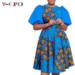 African Couple Matching Outfit Set – Dashiki Print Women’s Dress & Men’s Bazin Riche 2PC Suit Set - Free Delivery Worldwide