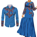 African Couple Matching Outfits – Elegant Lovers’ Traditional Clothing Set, Men’s Shirt & Women’s Long Maxi Dress - Free Delivery Worldwide only at Flexi Africa